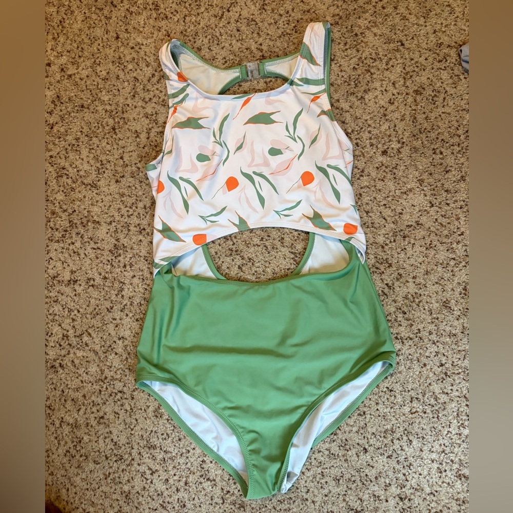 Zyia Green Tropical Open Core One-piece Swimsuit